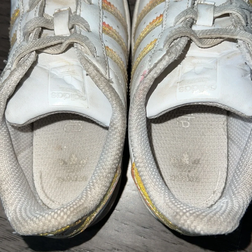 Toddler Adidas lace up iridescent sneakers